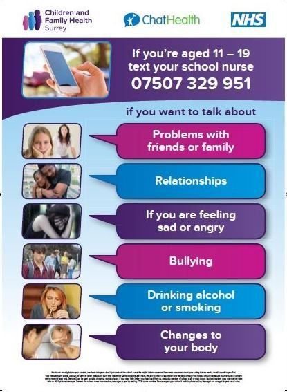 Chat Health poster Chat Health poster